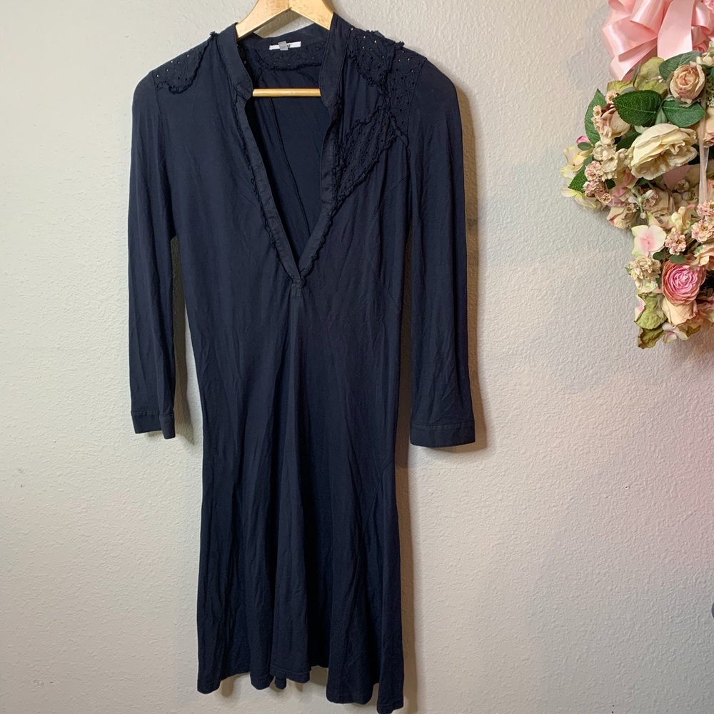 Clu Thin Lace Low Cut Long Sleeved Dress